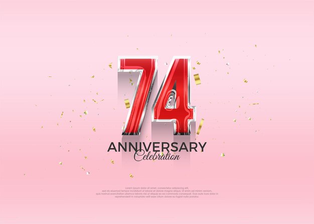 Design 3d vettoriale per la celebrazione del 74° anniversario con sfondo vettoriale premium in oro lucido e lussuoso per auguri e celebrazioni