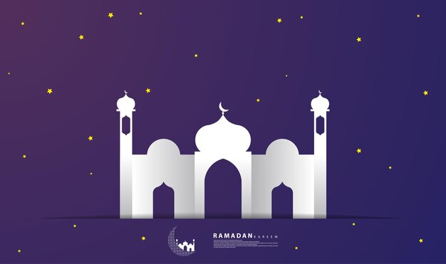 Design a tema ramadan con stile taglio carta adatto per sfondi a tema ramadan biglietti di auguri copertine web modelli carte e così via