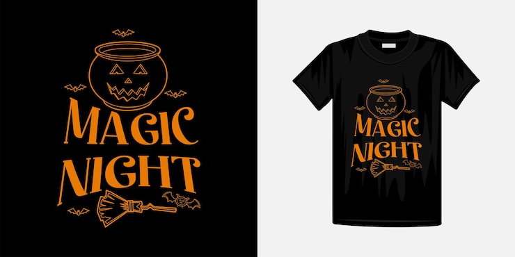 Vettore design alla moda della maglietta di tipografia di halloween
