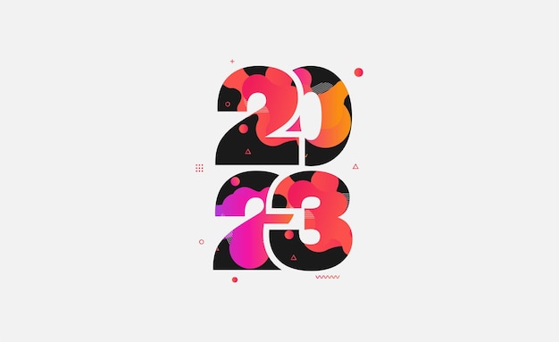 Design astratto di forme liquide con elementi grafici moderni numero 2023 felice anno nuovo Modello di illustrazione vettoriale