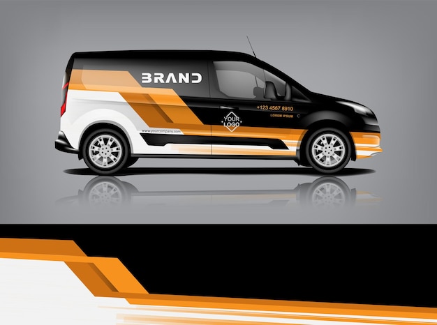 Design avvolgente per furgone Design adesivo avvolgente e decalcomania per l'azienda Formato vettoriale eps10 dekal a1