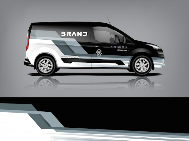 Design avvolgente per furgone Design adesivo avvolgente e decalcomania per l'azienda Formato vettoriale eps10 dekal a1