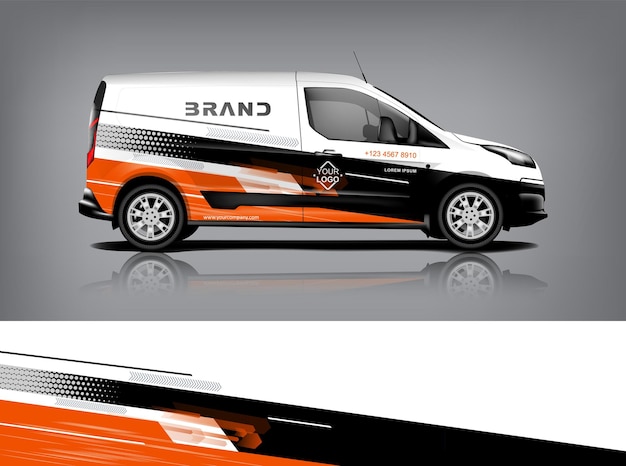 Design avvolgente per furgone Design adesivo avvolgente e decalcomania per l'azienda Formato vettoriale eps10 dekal a1