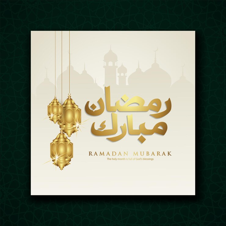 Vettore design biglietto di auguri momento ramadan con calligrafia araba, lussuosa luna crescente, lanterna tradizionale e motivo moschea texture sfondo islamico. illustrazione vettoriale.