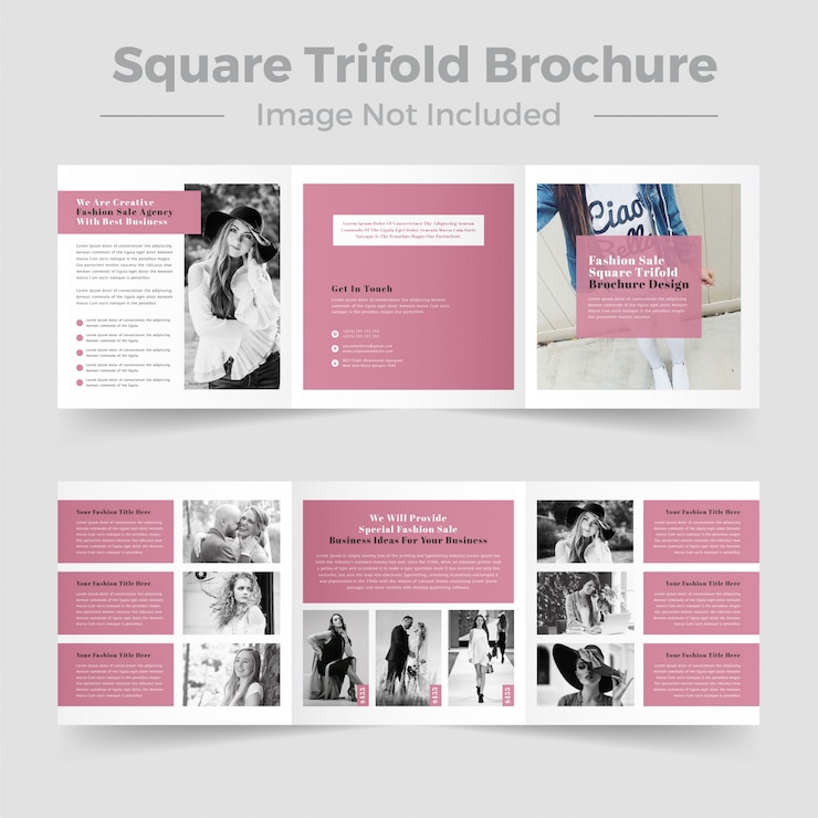 Vettore design brochure a tre ante fashion square