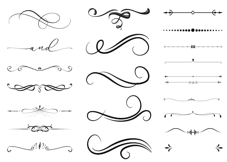 Vettore design calligrafico elemento di decorazione del testo bordo o cornice calligrafia