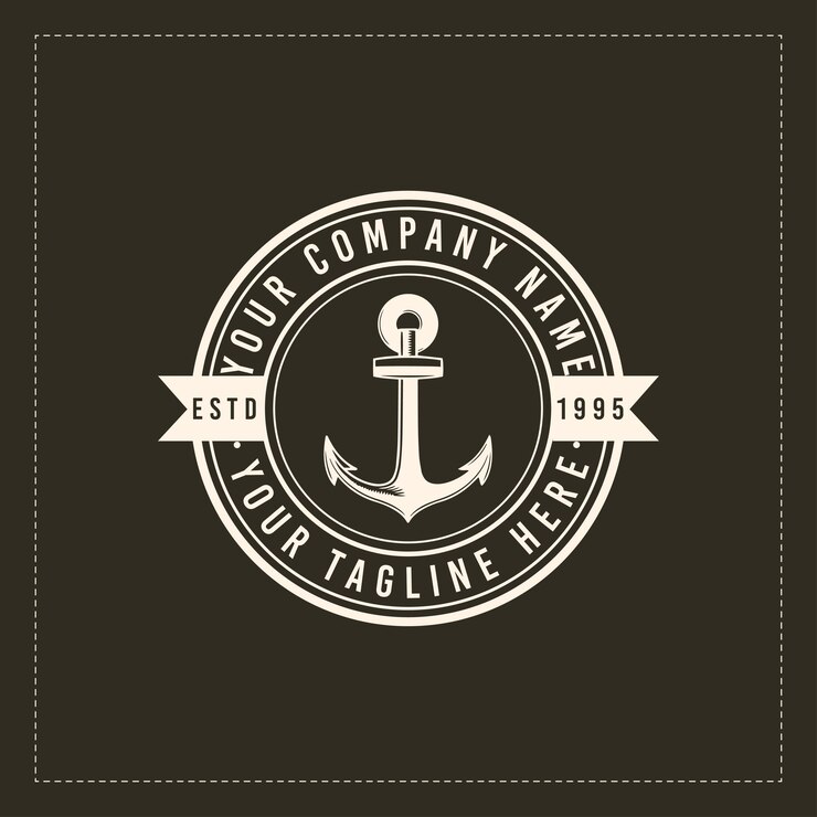 Design classico del logo in stile vintage retrò di ancoraggio