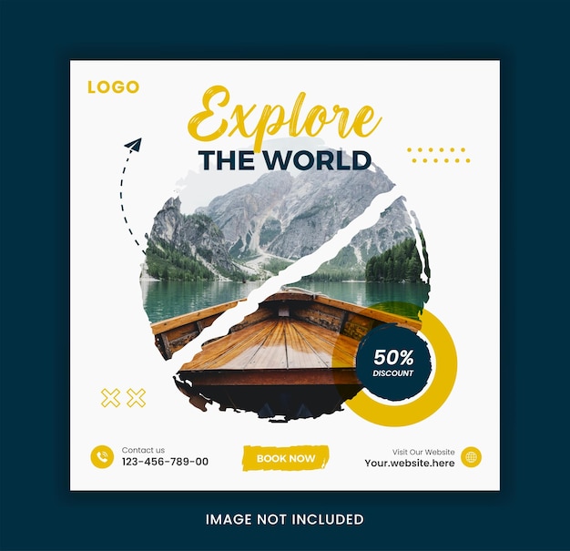 design creativo dei post sui social media di viaggio
