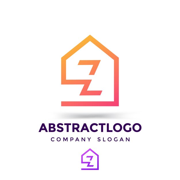 Design creativo del logo della lettera Z per la società immobiliare con l'icona del simbolo della casa moderna