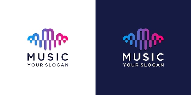 Design creativo del logo musicale della lettera m