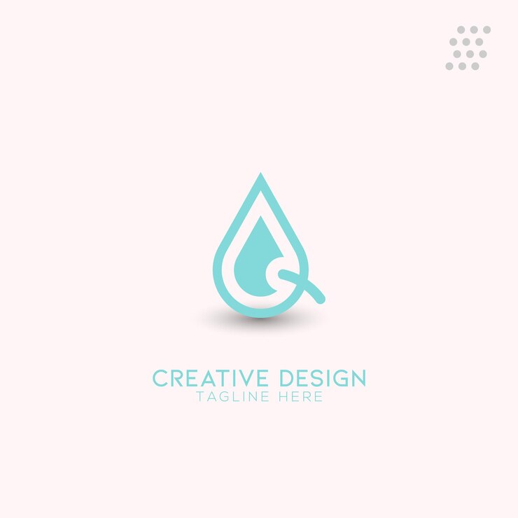 Design creativo del logo Q della goccia d'acqua