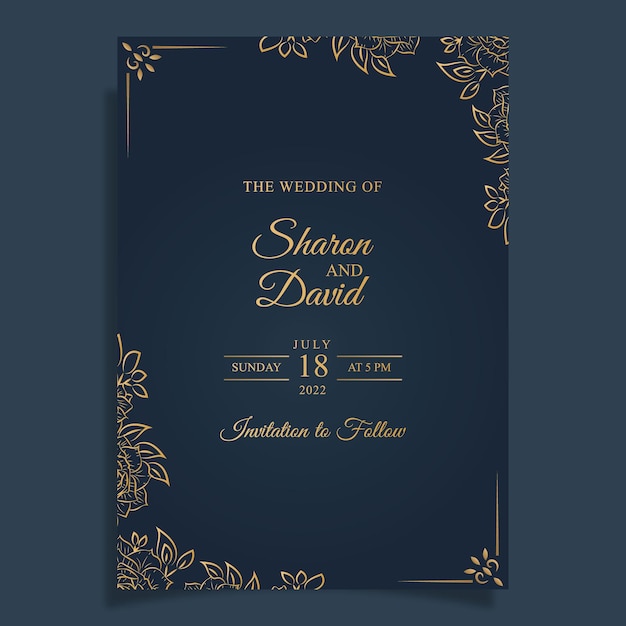Design creativo del modello della carta dell'invito di nozze floreale di lusso