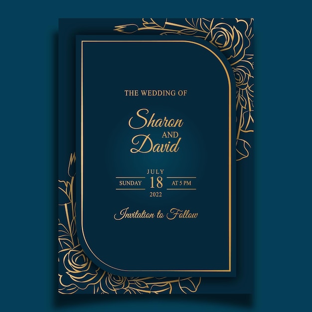 Design creativo del modello della carta dell'invito di nozze floreale di lusso