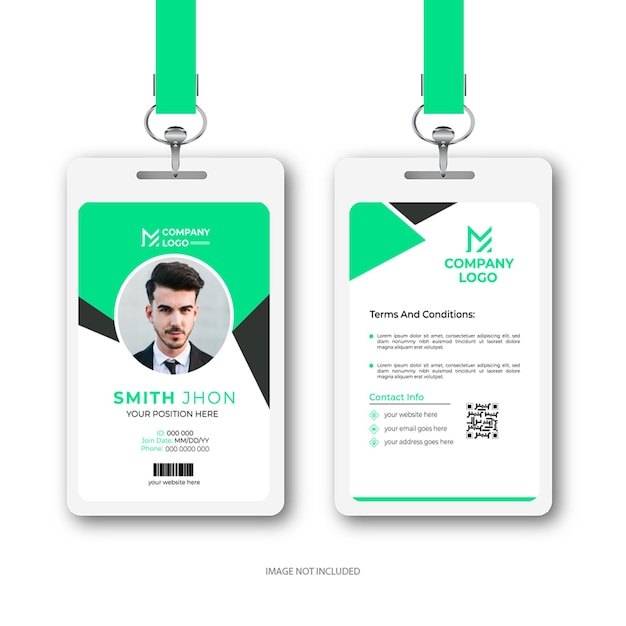 Design creativo della carta d'identità verde vettoriale