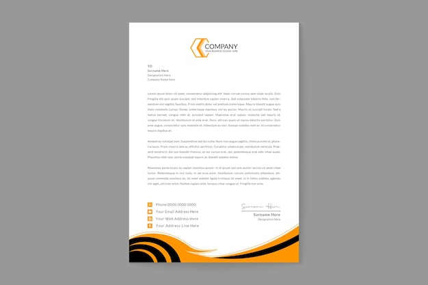 Design creativo per carta intestata in oro e nero