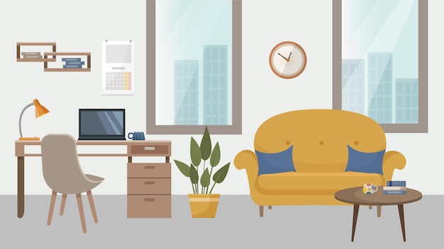Design d'interni per uffici Luogo di lavoro ufficio d'interni moderno Concetto d'interni Ufficio con computer