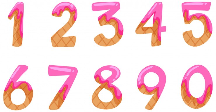 Vettore design dei caratteri per i numeri da uno a zero su sfondo bianco