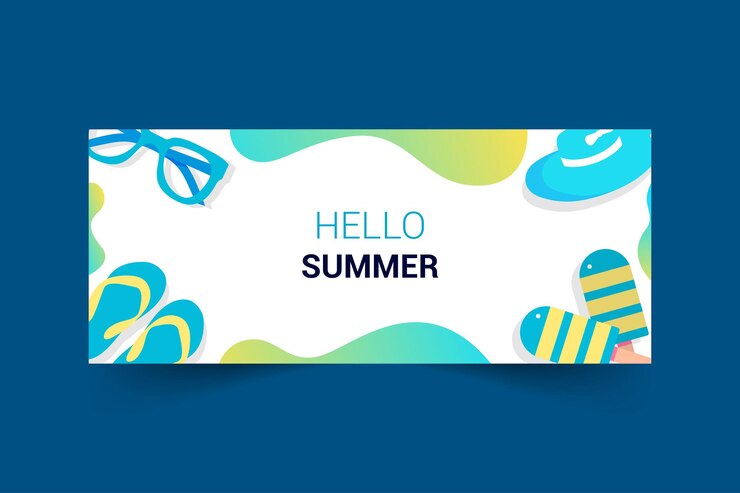 design del banner della pagina fan di facebook con tema estivo