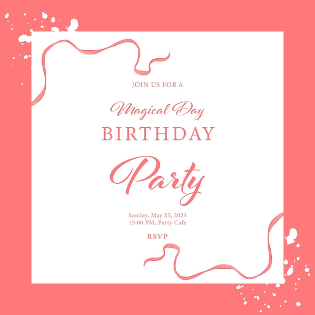 Design del biglietto d'invito per la celebrazione della festa di compleanno. Banner con sfondo di colori pastello