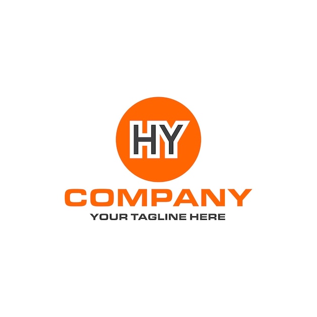 Design del logo a forma arrotondata con lettera HY