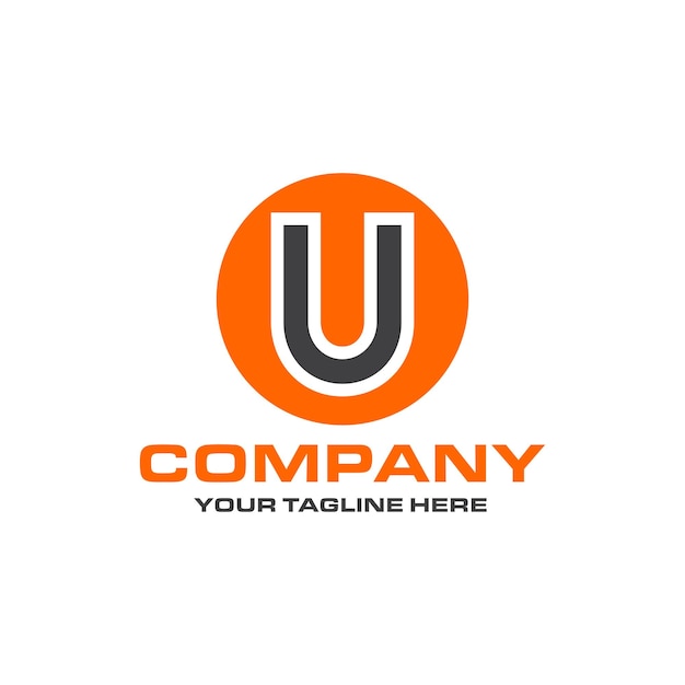 Design del logo a forma arrotondata con lettera U