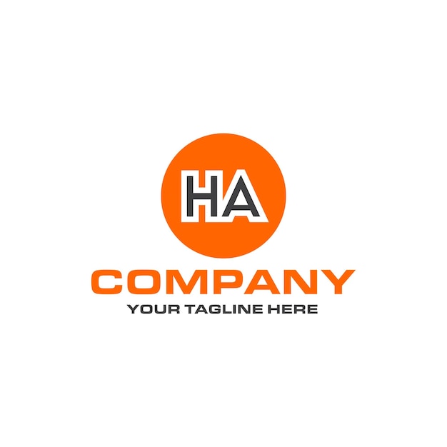 Design del logo a forma arrotondata della lettera HA