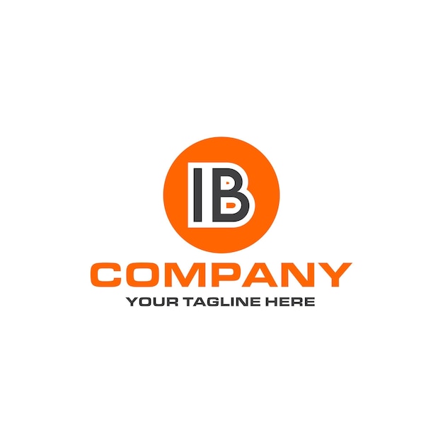 Design del logo a forma arrotondata della lettera IB