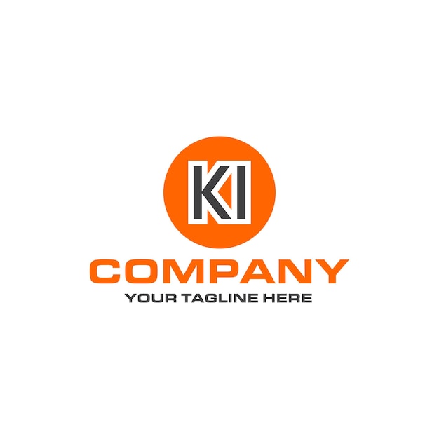 Design del logo a forma arrotondata della lettera KI