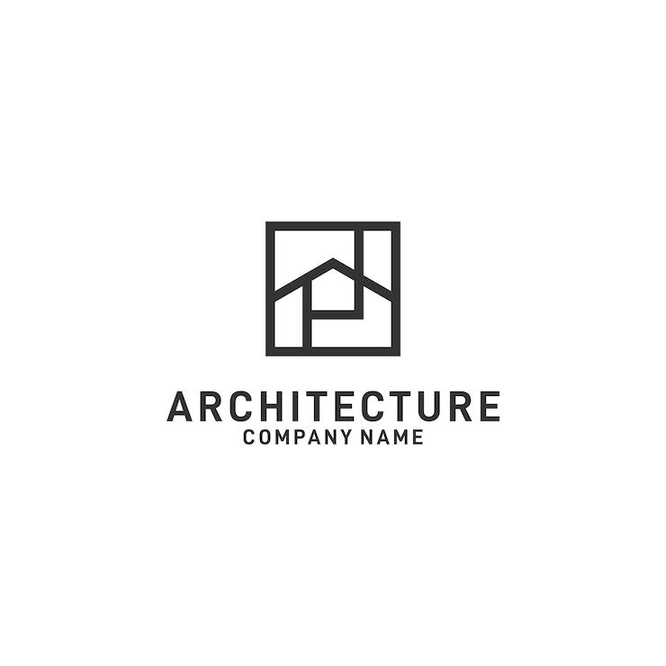 Vettore design del logo architettonico con la lettera p