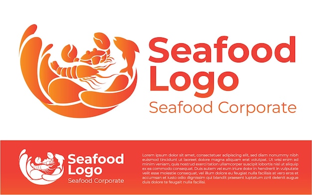 Design del logo aziendale di frutti di mare. Vettore Eps10