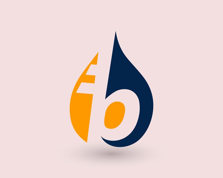 Design del logo "BF" goccia di carburante o goccia d'acqua