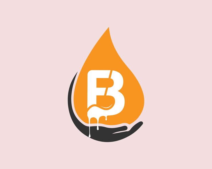 Design del logo "BF" per carburante o olio con gocce d'acqua