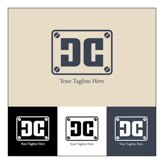 Design del logo con logo minimale della lettera DC con più varianti