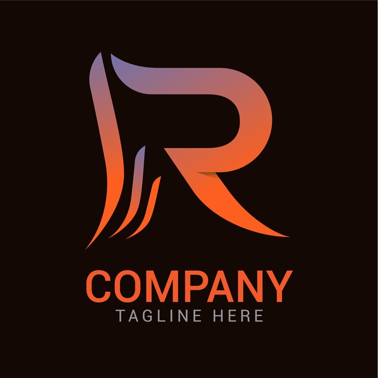 Design del logo del carattere R minimo con colori sfumati.