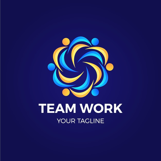 Design del logo del lavoro di squadra sfumato