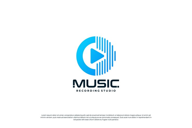 Design del logo del lettore musicale Musica con il concetto di logo di riproduzione dell'icona