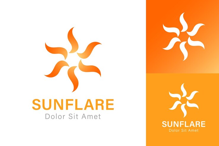 Design del logo del sole o vettore premium del logo aziendale