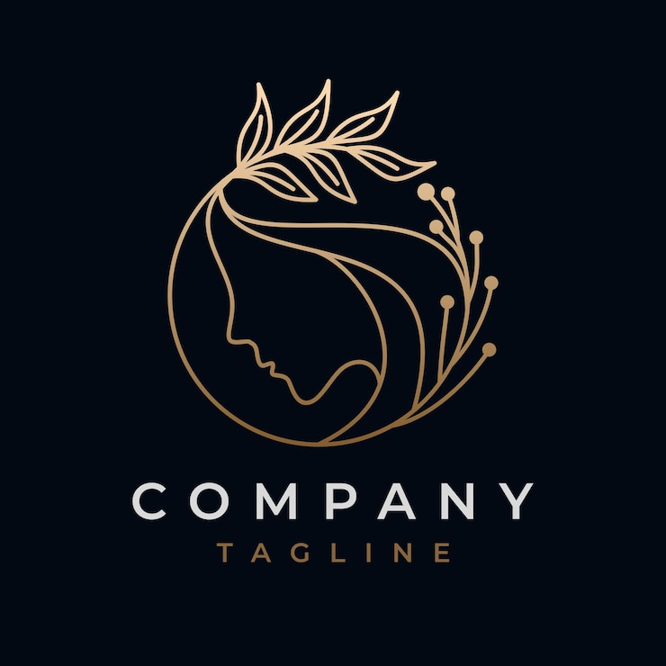 Vettore design del logo del viso della donna di line art natural beauty