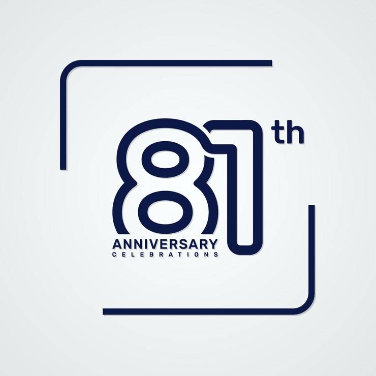 Vettore design del logo dell'81° anniversario con modello vettoriale del logo del concetto di stile a doppia linea