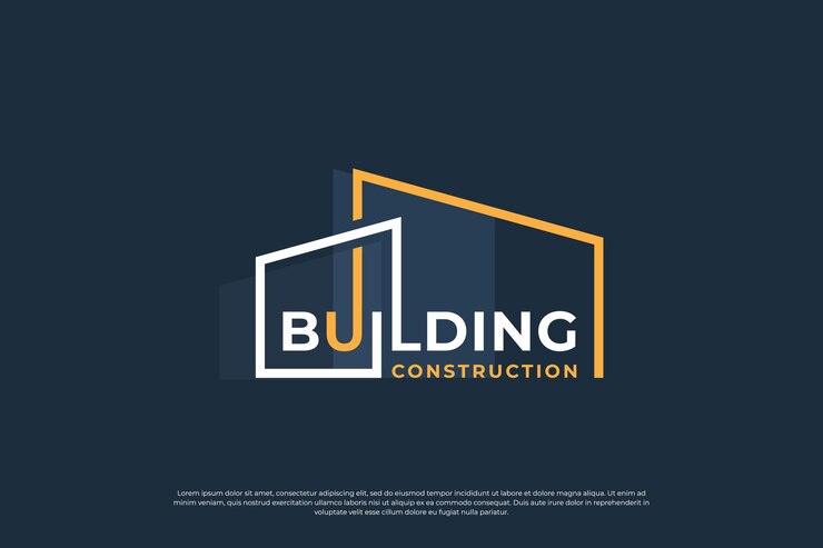 Design del logo della costruzione della casa con marchio denominativo e vettore di arte tipografica