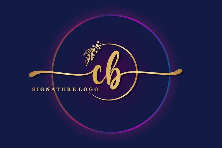 Vettore design del logo della firma di lusso cb iniziale immagine dell'illustrazione del logo vettoriale della scrittura a mano