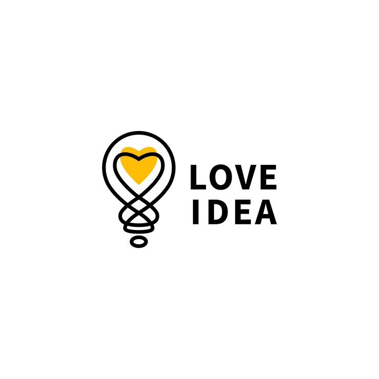 Vettore design del logo della lampadina con il concetto di idea del cuore dell'amore 2