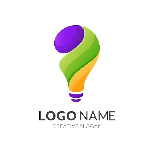 design del logo della lampadina, stile moderno del logo in colori vivaci sfumati