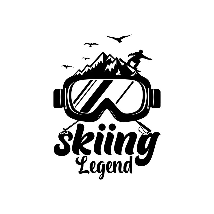 Vettore design del logo della leggenda dello sci