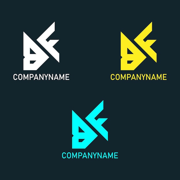 Design del logo della lettera BF con tre colori