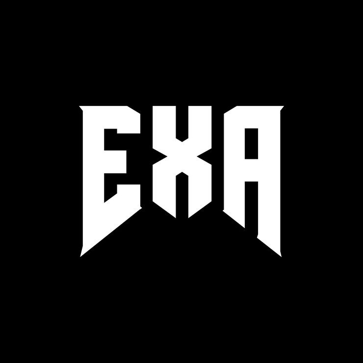 Vettore design del logo della lettera exa per l'azienda tecnologica exa logo design combinazione di colori bianco e nero exa logo exa vettore exa design exa icona exa alfabeto exa tipografia logo design