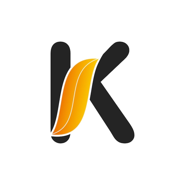 Design del logo della lettera iniziale K con logo foglia natura logo foglia un unico, esclusivo ed elegante