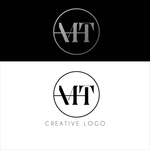 Design del logo della lettera iniziale MT