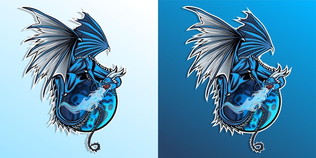 Design del logo della mascotte del gioco Dragon Esport