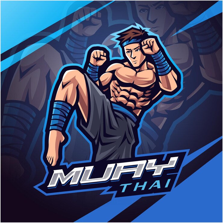 Design del logo della mascotte Muay Thai esport